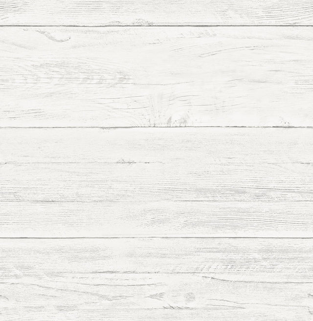 Adair White Shiplap Wallpaper with Wood Shiplap Graphic - Brewster 2904-22307
