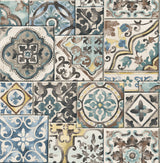 Marrakesh Blue Global Tiles Wallpaper with Global Tile Motif - Brewster 2904-22315