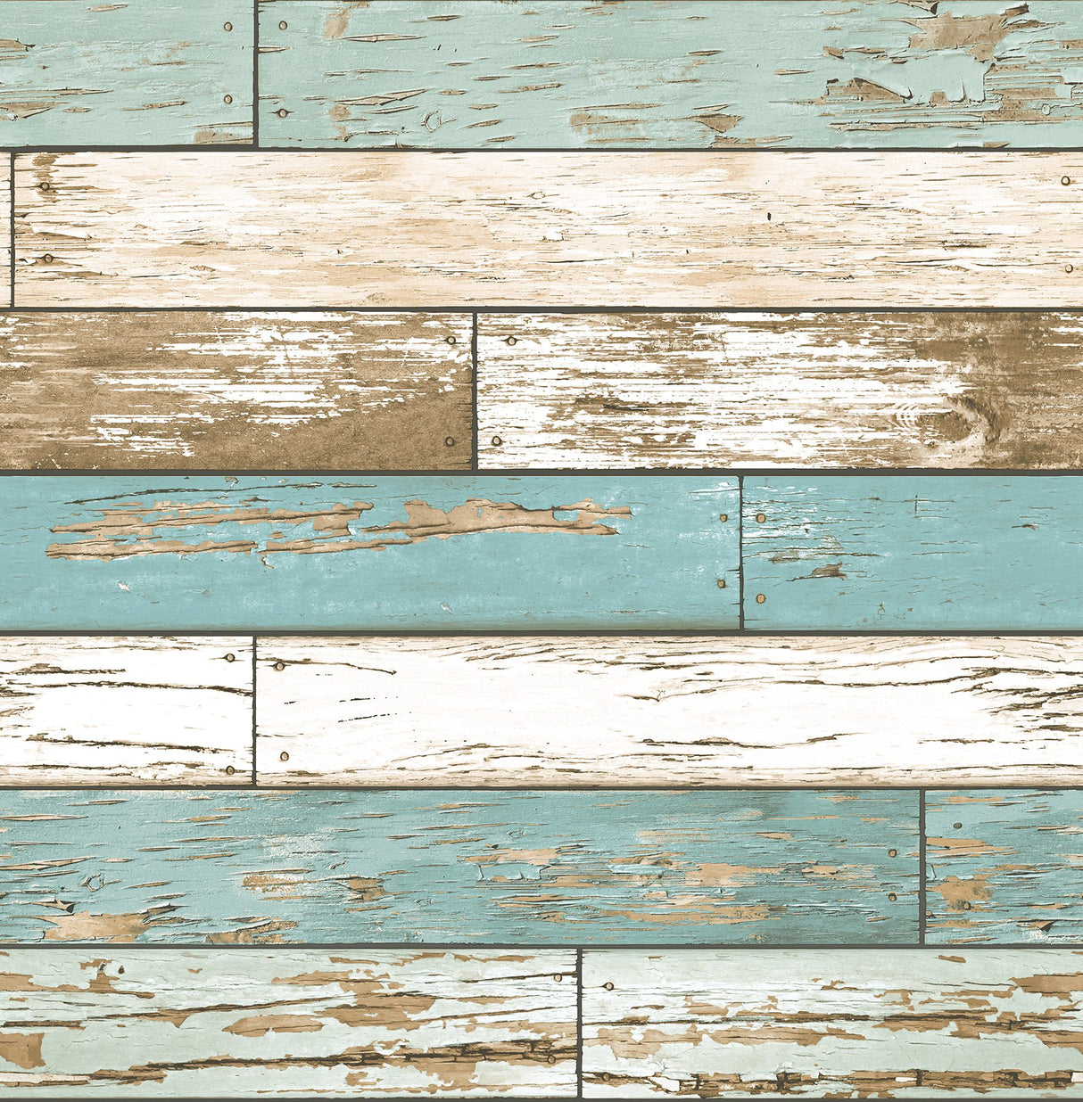 Juda Blue Scrap Wood Wallpaper with Coastal Distressed Wood Plank Pattern - Brewster 2904-22318