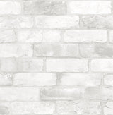 Cody Light Grey Reclaimed Bricks Wallpaper with Faux Brick Motif - Brewster 2904-22321