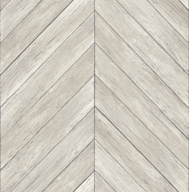 Parisian Dove Chevron Wood Wallpaper with Graphic Wood Veneer Chevron Motif - Brewster 2904-24005