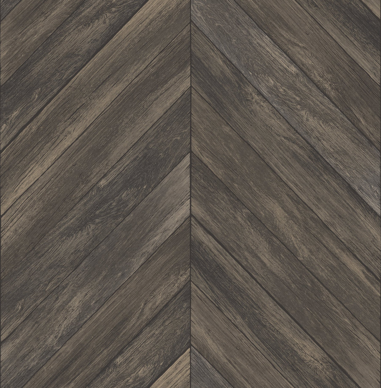 Parisian Dark Brown Chevron Wood Wallpaper with Rustic Parquet Chevron Motif - Brewster 2904-24008