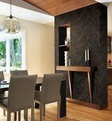 Parisian Dark Brown Chevron Wood Wallpaper with Rustic Parquet Chevron Motif - Brewster 2904-24008