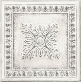 Hazley White Ornament Tin Tile Wallpaper with Faux Hammered Silver Accents - Brewster 2904-24031