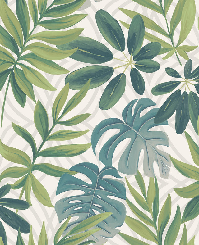 Nocturnum Green Leaves Wallpaper with Botanical Leaves Pattern - Brewster 2904-24200