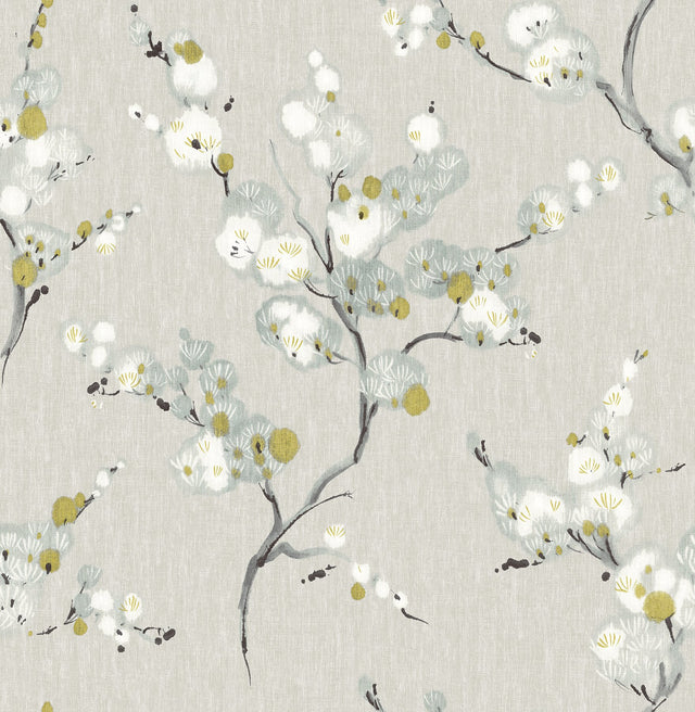 Bliss Blue Floral Wallpaper with Hand-Painted Botanical Motif - Brewster 2904-24308