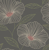 Mythic Brown Floral Wallpaper with Botanical Flowers Pattern, Kitchen & Bath Style - Brewster 2904-24319