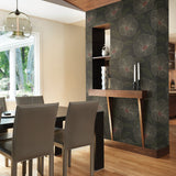 Mythic Brown Floral Wallpaper with Botanical Flowers Pattern, Kitchen & Bath Style - Brewster 2904-24319