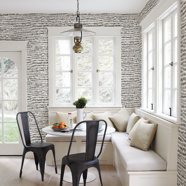 Runes Black Brushstrokes Wallpaper with Abstract Texture Pattern - Brewster 2904-24354