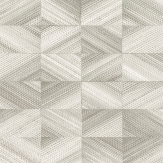 Stratum Taupe Geometric Faux Wood Wallpaper with Block Panel Wood Effect - Brewster 2904-25377