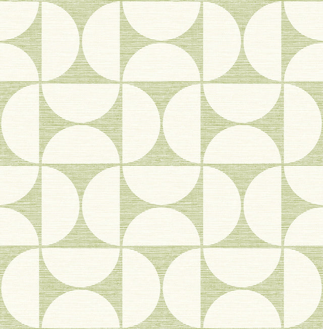 Deedee Green Geometric Faux Grasscloth Wallpaper