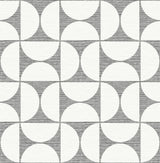 Deedee Black Geometric Faux Grasscloth Wallpaper with Abstract Kitchen & Bath Style - Brewster 2904-25672