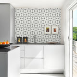 Deedee Black Geometric Faux Grasscloth Wallpaper with Abstract Kitchen & Bath Style - Brewster 2904-25672