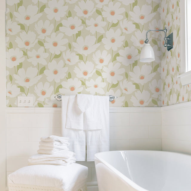 Astera Neutral Floral Wallpaper with Botanical Flower Motif - Brewster 2904-25676