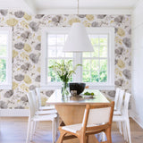 Zahra Grey Floral Wallpaper with Watercolor Botanical Pattern - Brewster 2904-25679