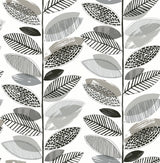 Nyssa Grey Leaves Wallpaper with Modern Botanical Leaf Pattern - Brewster 2904-25683