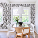 Nyssa Grey Leaves Wallpaper with Modern Botanical Leaf Pattern - Brewster 2904-25683