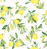 Limon Chartreuse Fruit Wallpaper with Watercolor Lemon Motif - Brewster 2904-25686