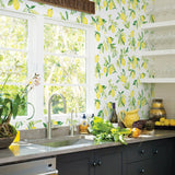 Limon Chartreuse Fruit Wallpaper with Watercolor Lemon Motif - Brewster 2904-25686
