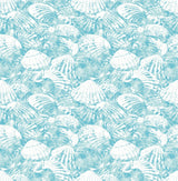 Surfside Aqua Shells Wallpaper with Coastal Shell Motif - Brewster 2904-25688