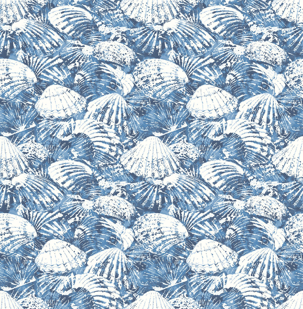 Surfside Blue Shells Wallpaper with Coastal Beach Shell Motif - Brewster 2904-25691