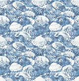 Surfside Blue Shells Wallpaper with Coastal Beach Shell Motif - Brewster 2904-25691