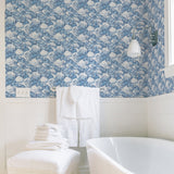 Surfside Blue Shells Wallpaper with Coastal Beach Shell Motif - Brewster 2904-25691