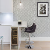 Albion Silver Geometric Wallpaper with Abstract Geometric Pattern, Kitchen & Bath - Brewster 2904-42489