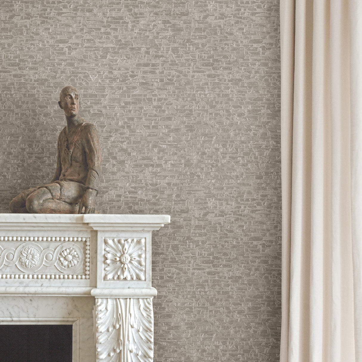 Belvedere Grey Faux Slate Wallpaper with Textured Stone Feature Wall - A-Street Prints 2908-24902