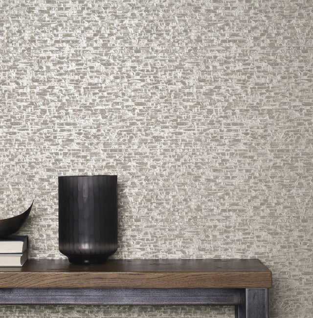 Belvedere Grey Faux Slate Wallpaper with Textured Stone Feature Wall - A-Street Prints 2908-24902