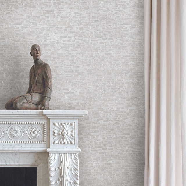 Belvedere Ivory Faux Slate Wallpaper with Textured Stone Pattern, Feature Wall Style - A-Street Prints 2908-24918