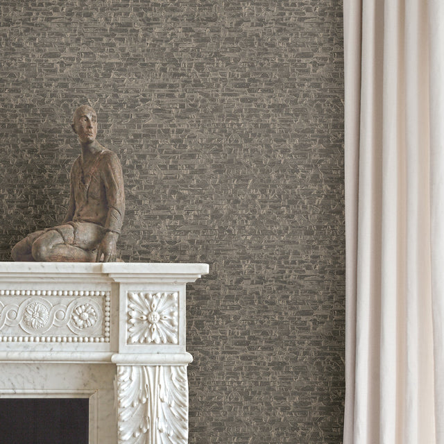 Belvedere Taupe Faux Slate Wallpaper with Textured Stone Look - Brewster 2908-24919