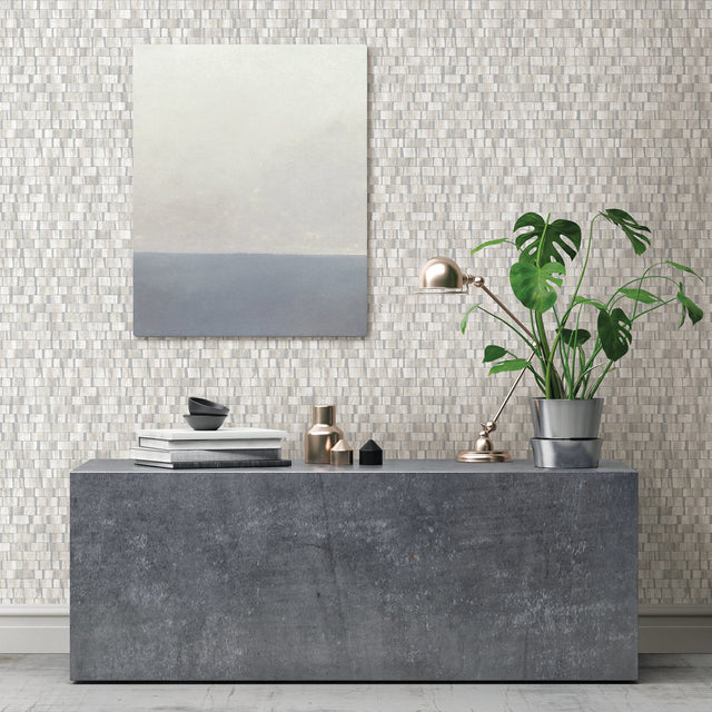 Dobby Light Grey Geometric Wallpaper with Textured Non Woven Pattern - A-Street Prints 2908-24922