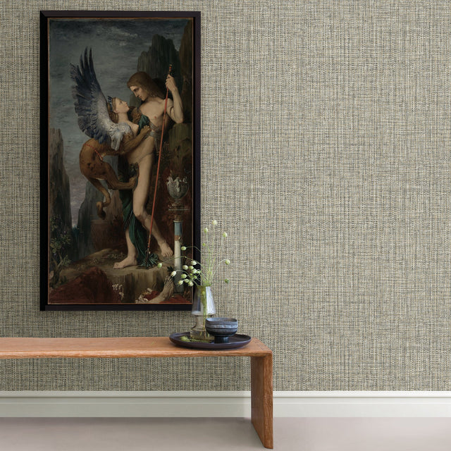 Rattan Coffee Woven Wallpaper with Faux Grasscloth Texture - A-Street Prints 2908-24941