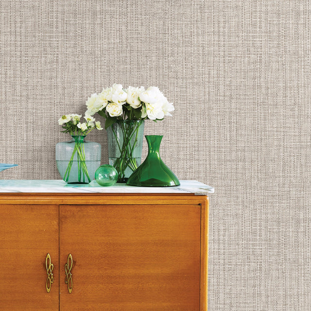 Rattan Off White Woven Wallpaper with Faux Grasscloth Texture - A-Street Prints 2908-24942