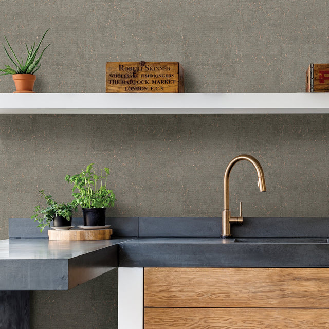 Millau Taupe Faux Concrete Textured Wallpaper with Bronze Fleck Motif - A-Street Prints 2908-24951