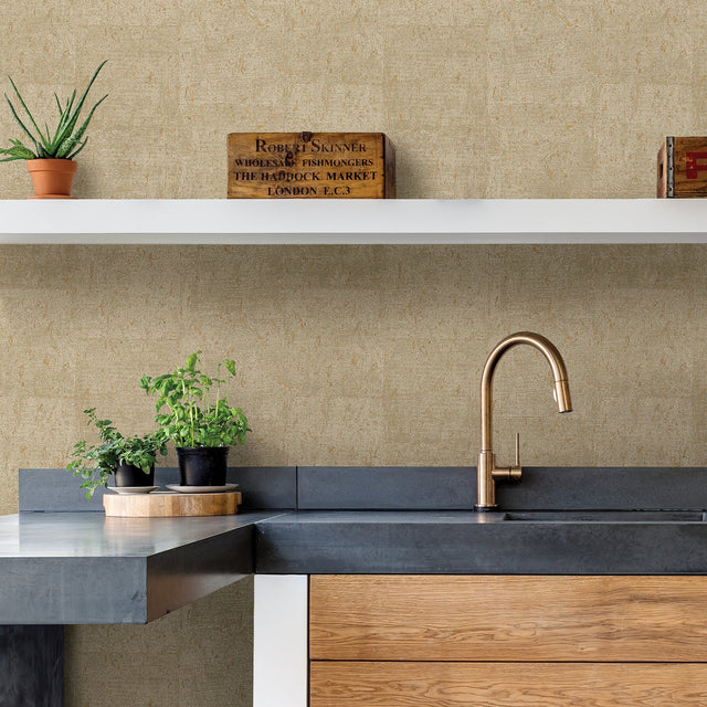 Millau Khaki Faux Concrete Wallpaper with Textured Concrete Block Motif - A-Street Prints 2908-24952