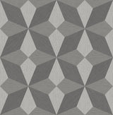 Valiant Grey Faux Grasscloth Geometric Wallpaper with Modern Geometric Pattern and Raised Ink - A-Street Prints 2908-25300