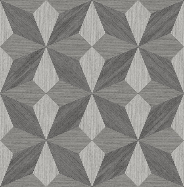 Valiant Grey Faux Grasscloth Geometric Wallpaper with Modern Geometric Pattern and Raised Ink - A-Street Prints 2908-25300