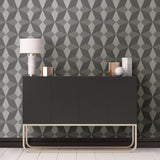Valiant Grey Faux Grasscloth Geometric Wallpaper with Modern Geometric Pattern and Raised Ink - A-Street Prints 2908-25300