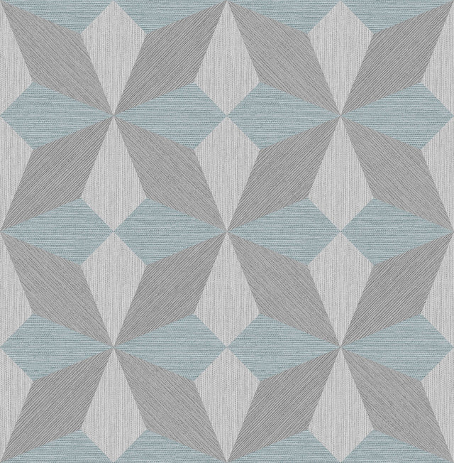 Valiant Aqua Faux Grasscloth Geometric Wallpaper with Modern Geometric Pattern and Raised Ink - A-Street Prints 2908-25304