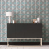 Valiant Aqua Faux Grasscloth Geometric Wallpaper with Modern Geometric Pattern and Raised Ink - A-Street Prints 2908-25304