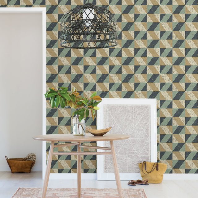 Cerium Multicolor Concrete Geometric Wallpaper with Modern Geometric Pattern - A-Street Prints 2908-25310