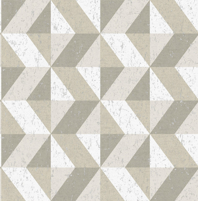 Cerium Neutral Concrete Geometric Wallpaper with Textured Modern Geometrics Pattern - A-Street Prints 2908-25313