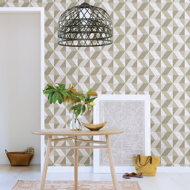 Cerium Neutral Concrete Geometric Wallpaper with Textured Modern Geometrics Pattern - A-Street Prints 2908-25313