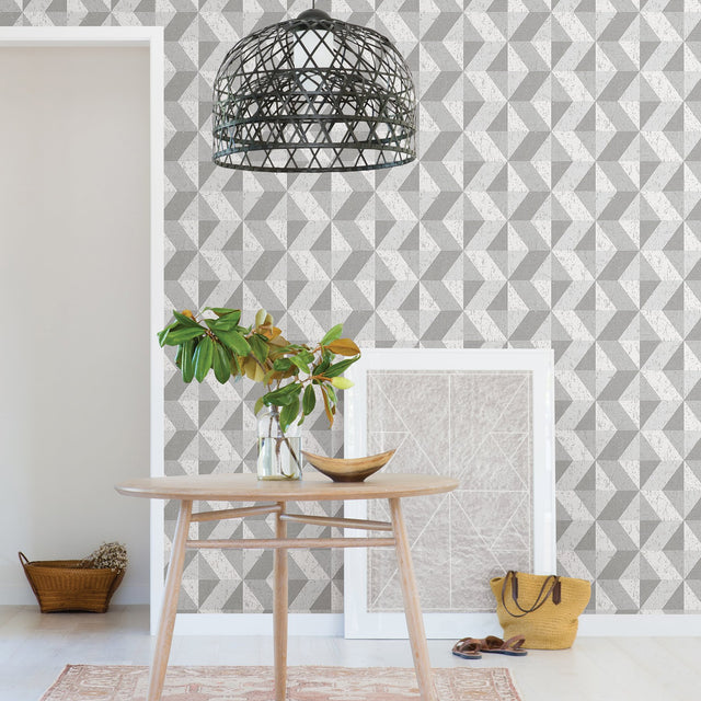 Cerium Grey Concrete Geometric Wallpaper with Modern Textured Pattern - A-Street Prints 2908-25314