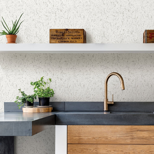 Guri White Faux Concrete Wallpaper with Industrial Textured Stone Look - A-Street Prints 2908-25318