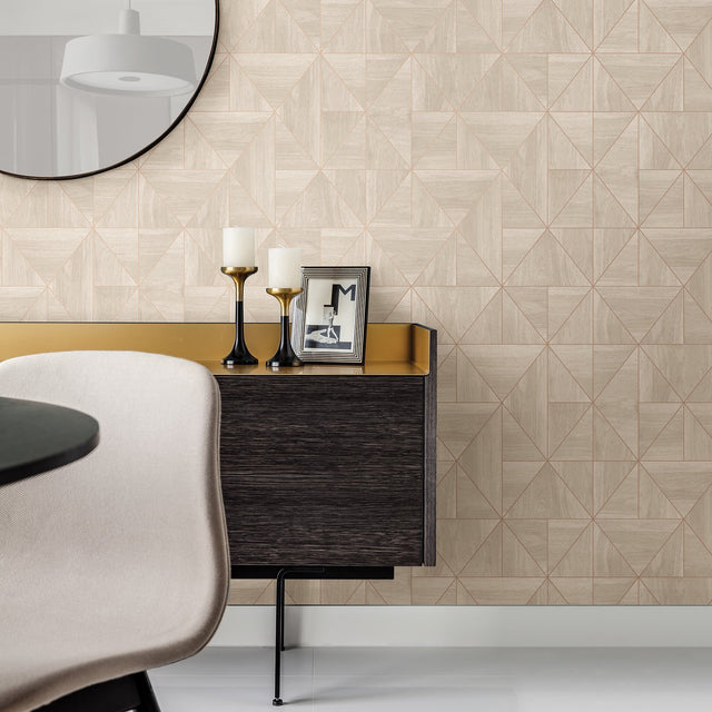 Cheverny Cream Geometric Wood Wallpaper with Raised Ink Modern Geometrics - A-Street Prints 2908-25324