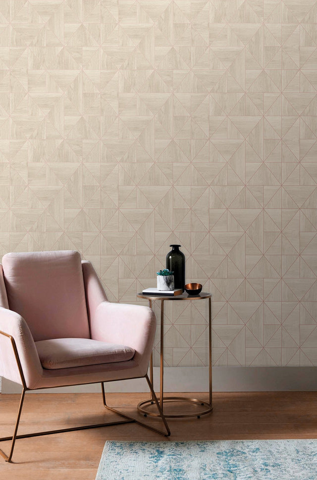 Cheverny Cream Geometric Wood Wallpaper with Raised Ink Modern Geometrics - A-Street Prints 2908-25324