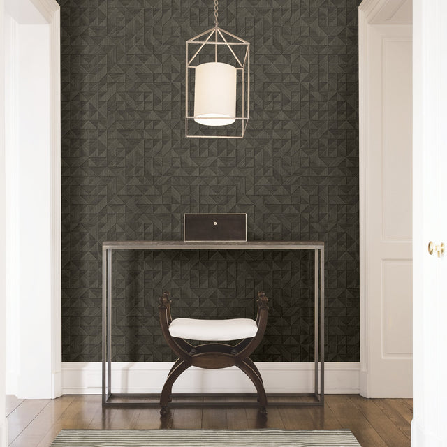 Gallerie Dark Brown Geometric Wood Wallpaper with Modern Geometric Wood Pattern - A-Street Prints 2908-25326